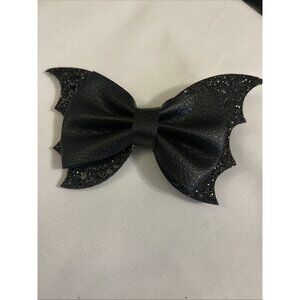 Bat Hair Clip Bow For Emo Goth Skater Punk Biker Girl Black W/sparkles Ghoulish